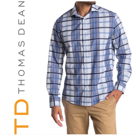 Thomas Dean Other - 🆕 Thomas Dean Blue Check Print Men’s M Shirt